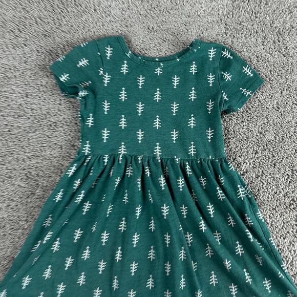 Cat & Jack Dress Girls 5T Green White Short Sleeve Tiered Cotton Blend READ - Picture 3 of 12